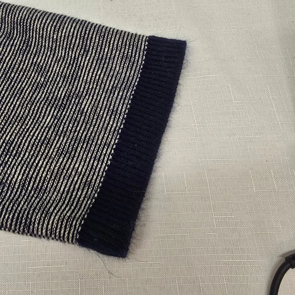 Pen West Pendleton Blue Striped Short Sleeve Western  Sweater Sz Large **READ**